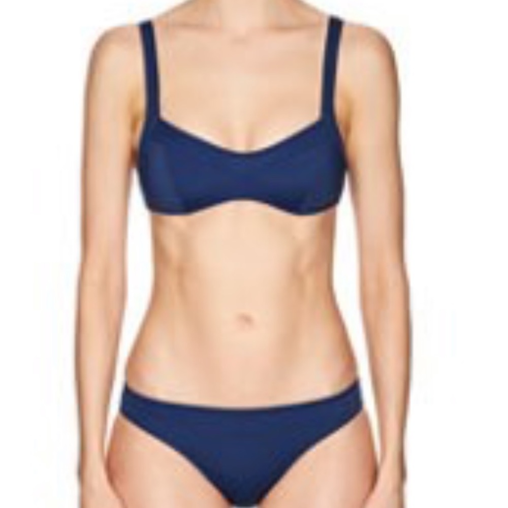 Solid and Striped Navy Bikini Top
